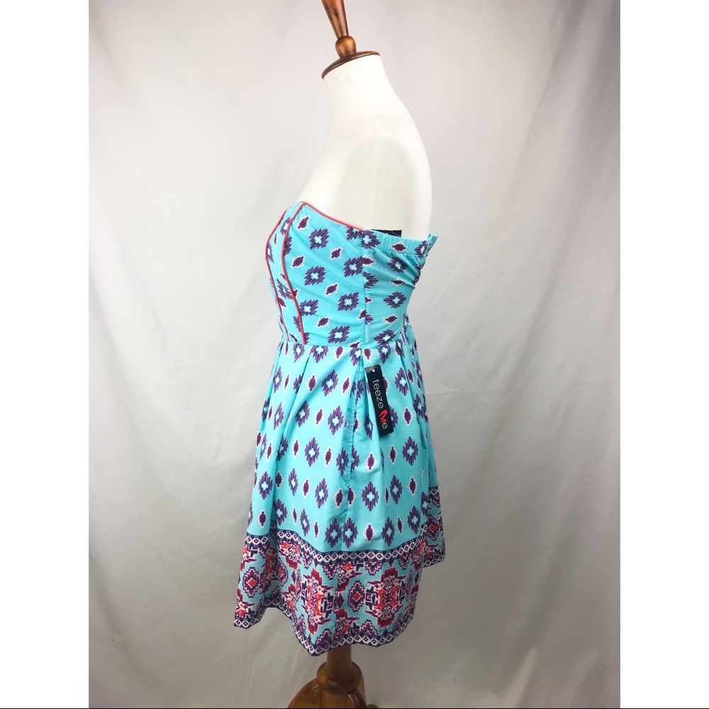 NWT Aztec Print Strapless Fit and Flare Dress - Picture 6 of 6
